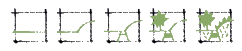 The original five plan-view sketches from Groundsmasters Landesign, since 1992.